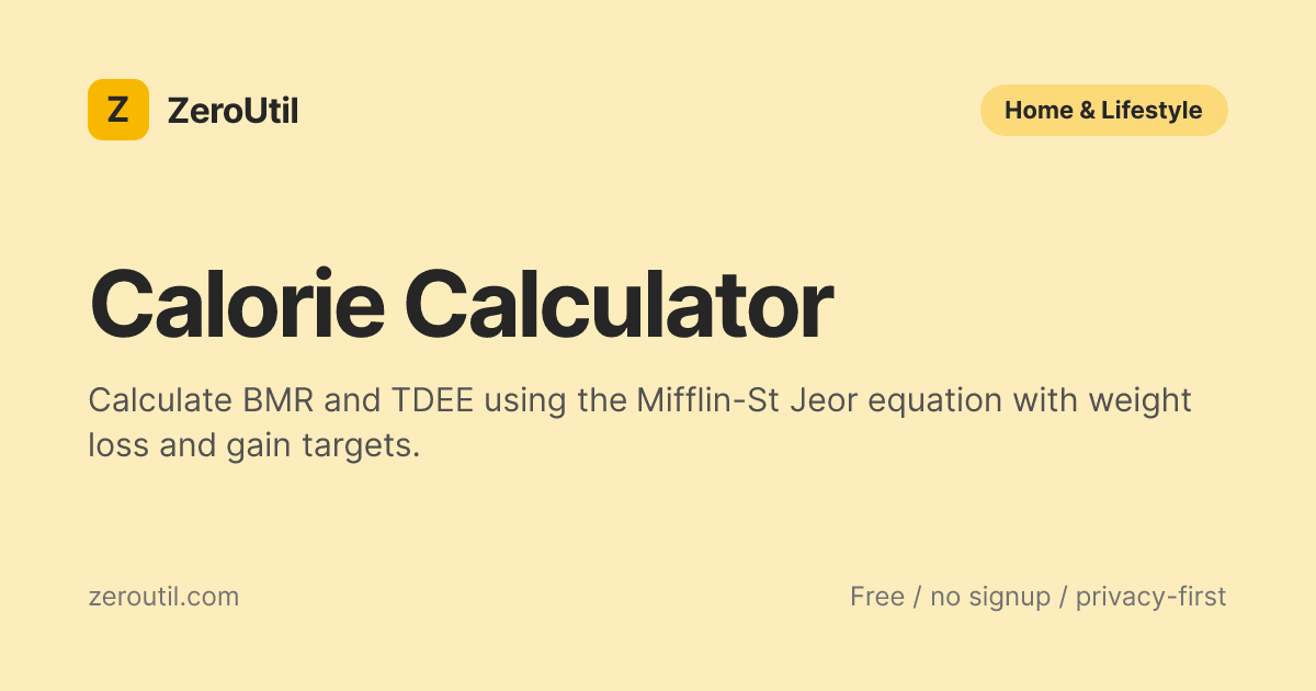 Calorie Calculator - BMR & TDEE with Mifflin-St Jeor