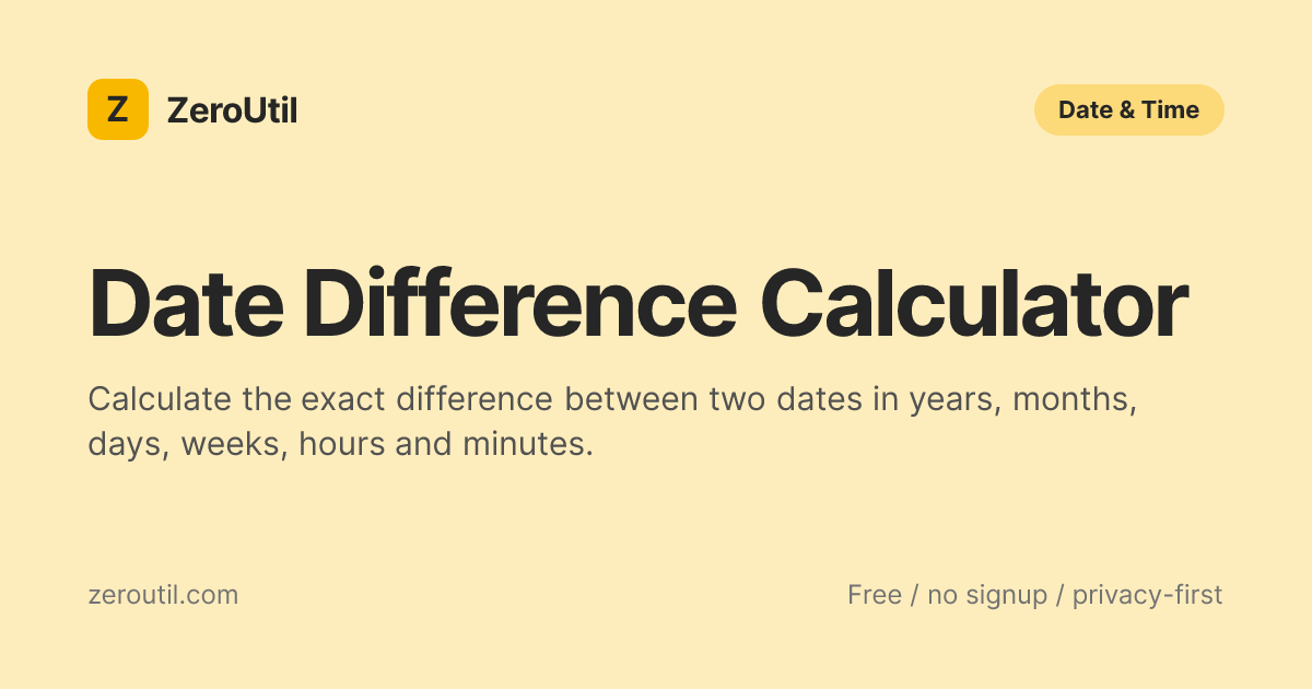 Date Difference Calculator - Free Online Tool