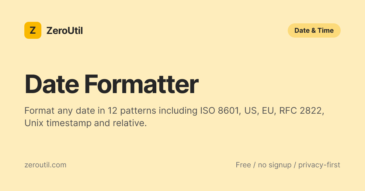 Date Formatter - Format Dates in 12 Patterns