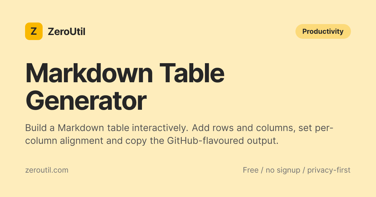 Markdown Table Generator - Build GitHub-Flavoured Tables