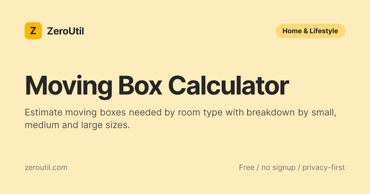 Estimation Box Moving Box Calculator - Estimate Boxes Needed by Room