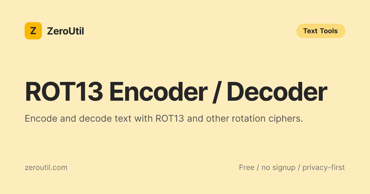 ROT13 Encoder/Decoder - Free Caesar Cipher Tool