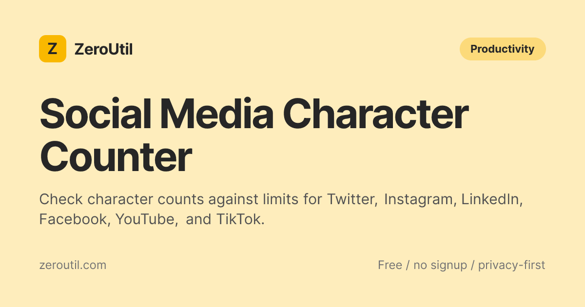 Social Media Character Counter - Free Platform Limit Checker