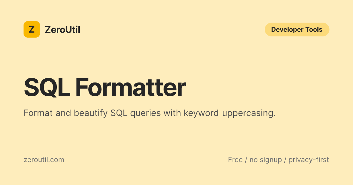 SQL Formatter - Free Online SQL Beautifier