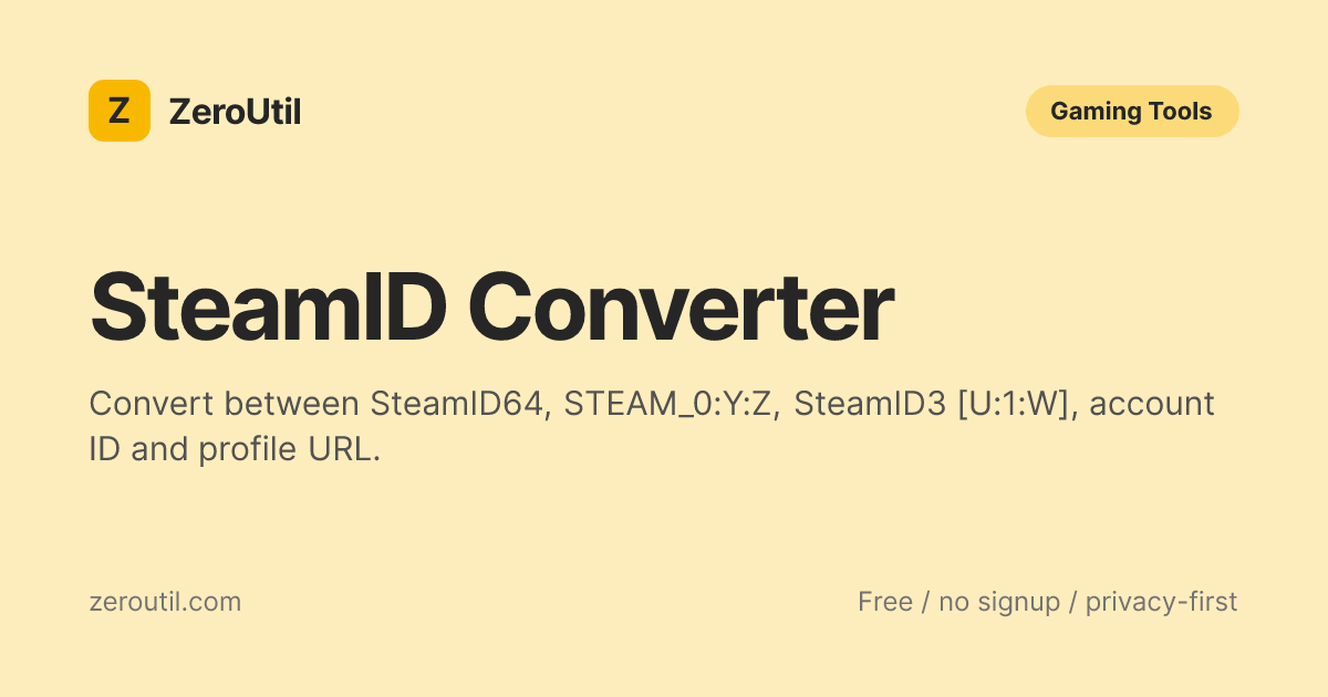 SteamID Converter - SteamID64, STEAM_0, [U:1:] & Vanity URL